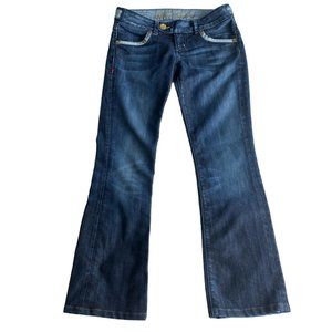 GUESS Premium Vintage Flared Blue Jeans Pants Womens 27 Logo Casual Denim Ladies